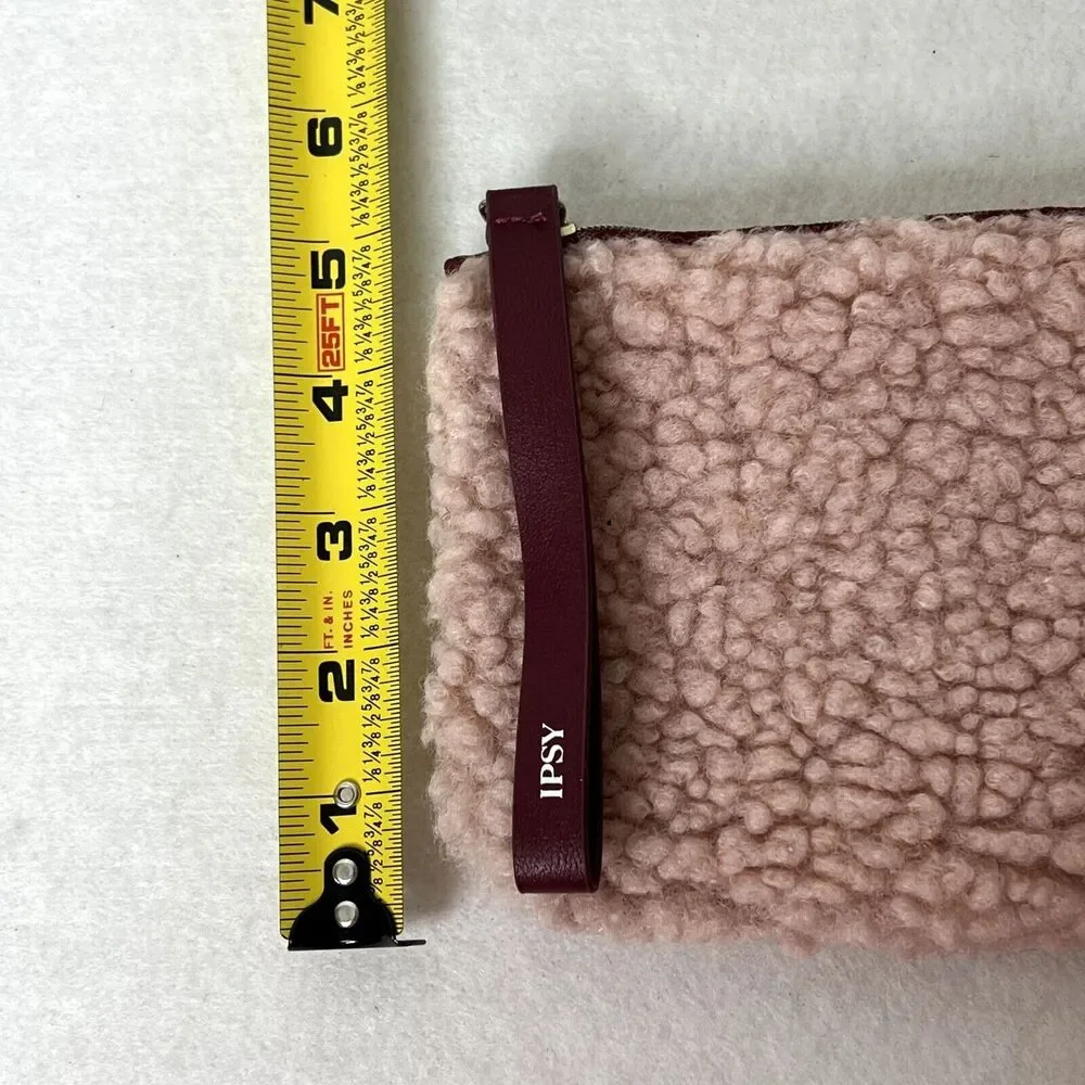 Pink Fuzzy Zip Makeup Bag